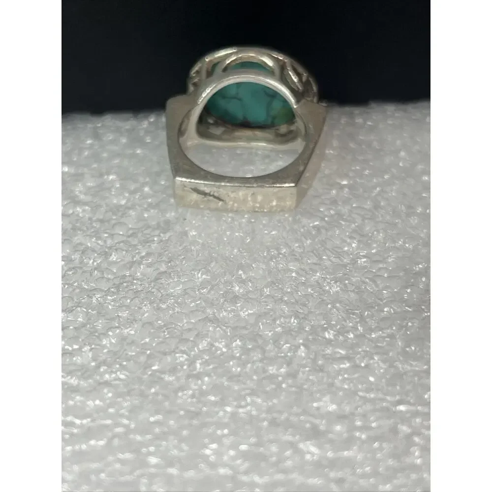 vintage silpada sterling silver 925 Square Pinky Ring Faux Oval Turquoise Size 6